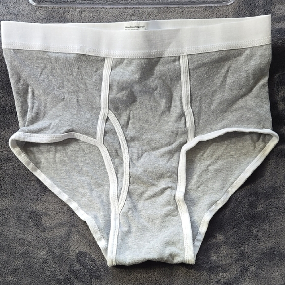 Gray Briefs with Elastic Waistband and Soft Stretchy Fabric